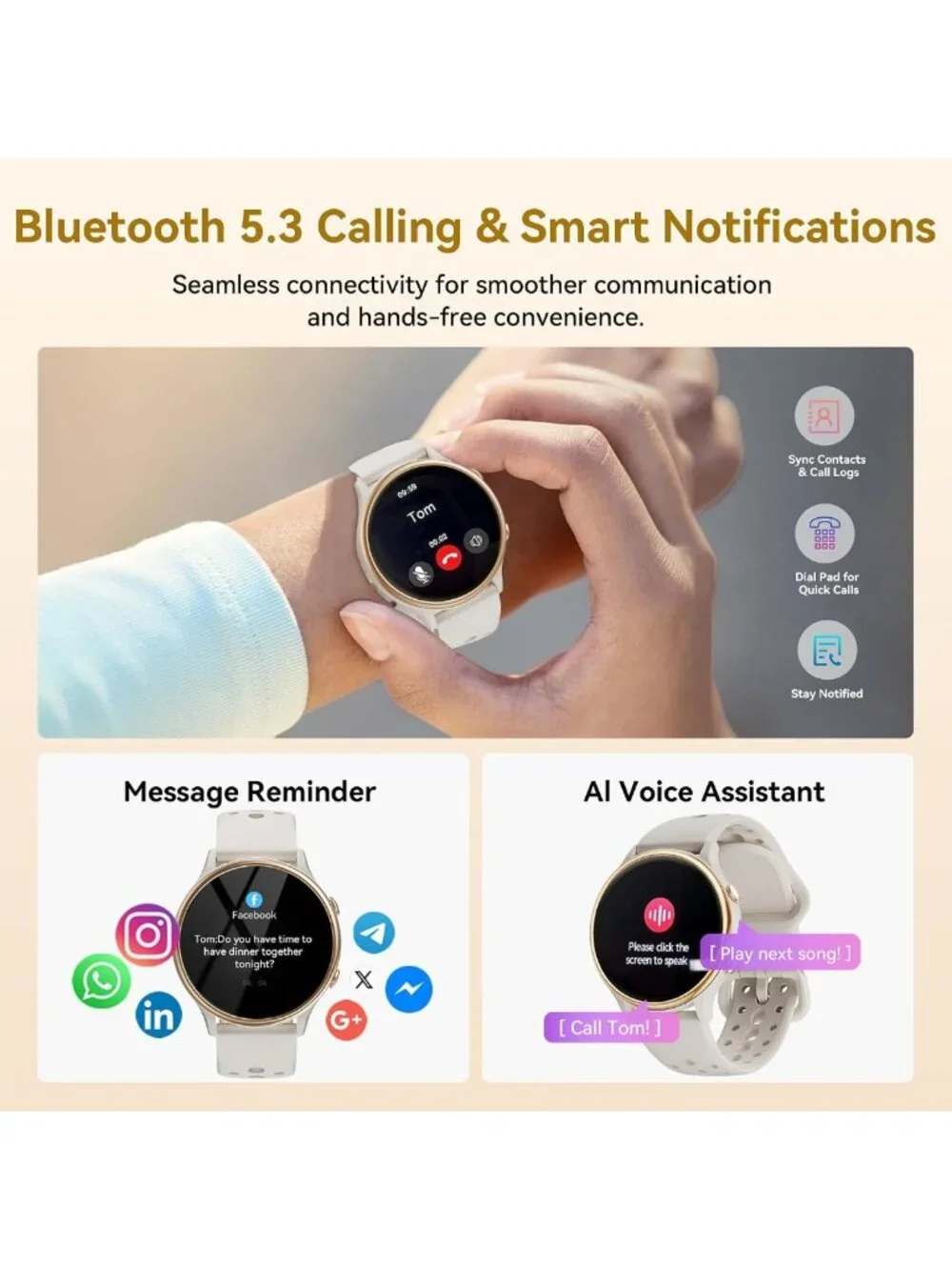 Smart Fitness Tracker Watch for Women & Men - Heart Rate, SpO2 Monitor